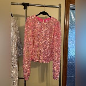 Sequin Semi-Crop Top